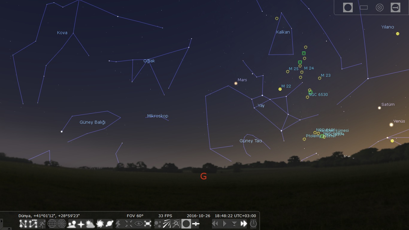 Stellarium ekran görüntüsü